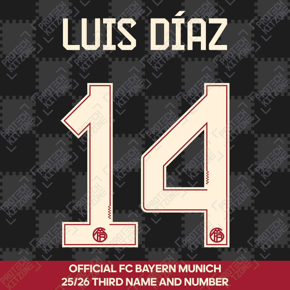 Luis Díaz 14 - Official Bayern Munich 2025/26 Third Name